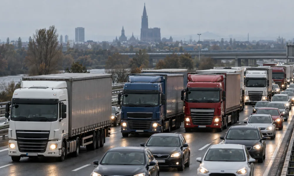 Opłata dla ciężarówek w Grand Est od 2027 r. – przewoźnicy blokowali drogi w Strasburgu i Metz, region przegłosował nowy system