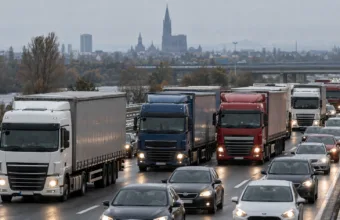 Opłata dla ciężarówek w Grand Est od 2027 r. – przewoźnicy blokowali drogi w Strasburgu i Metz, region przegłosował nowy system