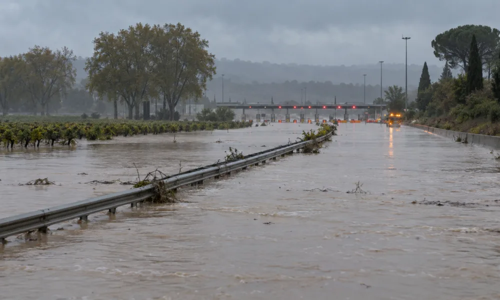 Autostrada A9 zamknięta w Gard między Nîmes-Ouest a Gallargues – zalane drogi w Petite Camargue, po południu szczyt wezbrania Vidourle w Sommières