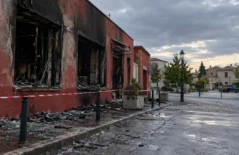 Quetigny pod Dijonem po nocy grabieży – splądrowany Carrefour, tabak i restauracja, spalony budynek centrum socjalnego
