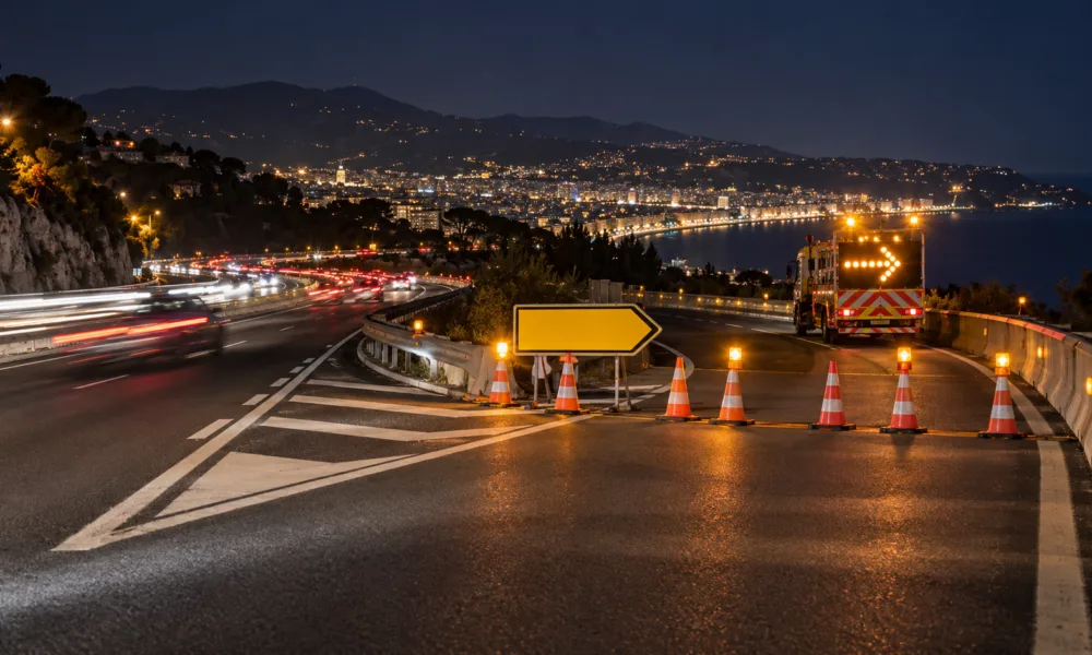 Utrudnienia na A8 w Alpach Nadmorskich od poniedziałku 19 października – nocne zamknięcia zjazdów w Nicei, Mentonie i Mandelieu