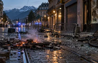 Grenoble: 300-400 chuliganów plądrowało centrum miasta podczas protestu – podpalone samochody i ogień na torach tramwaju