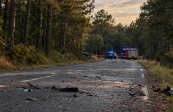 Dwie starsze osoby zginęły w czołowym zderzeniu w Landach – wypadek na drodze RD42 w Pontonx-sur-l’Adour