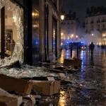 Nantes: splądrowane sklepy Fnac i Foot Locker na placu Commerce podczas protestu 17 października – w centrum gaz łzawiący i opancerzone wozy Centaure