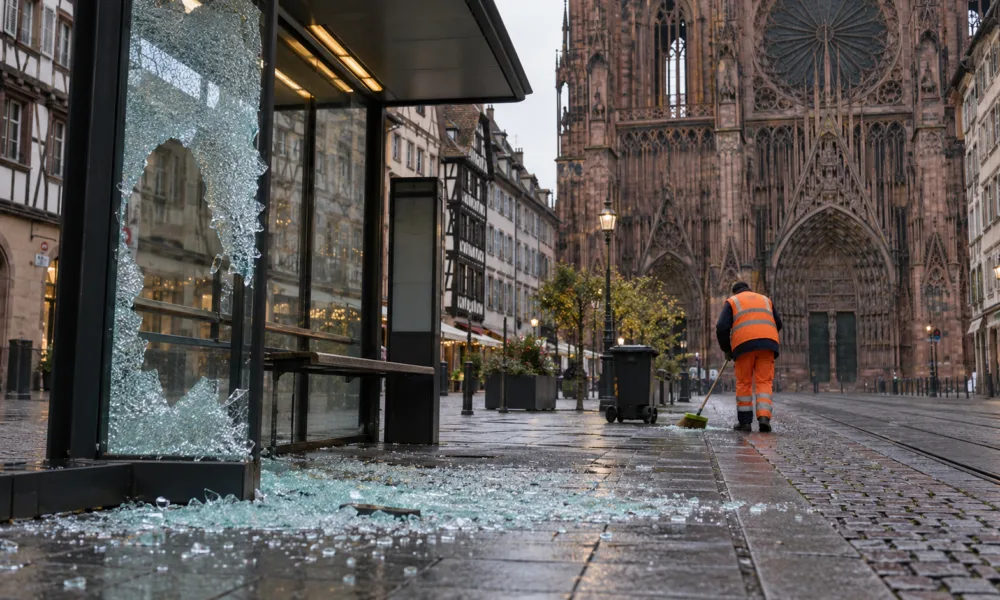 Strasburg po sobotnich zamieszkach – miasto uruchamia pomoc prawną dla poszkodowanych, napisy na katedrze i splądrowane sklepy
